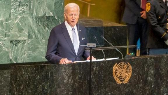 President Joe Biden spreekt de VN toe in New York